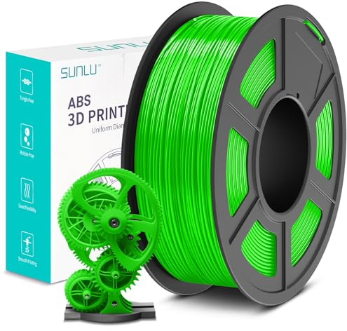 SUNLU ABS Filament 1.75 mm, Hoch Temperaturbeständiges 3D Drucker Filament, Hohe Festigkeit und Schlagfest, Langlebig 3D Druckfilament Für die Meisten FDM 3D Drucker, 1 kg Spule, Grün