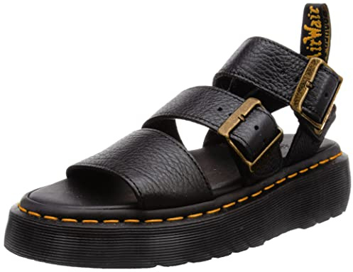 Dr. Martens Womens Gryphon Quad Sandal, Black Pisa, 6 UK