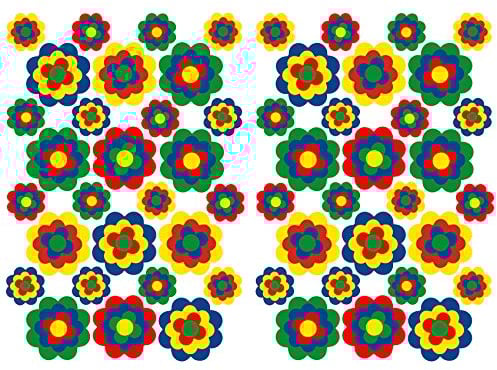 56 Hippie Aufkleber Blumen Sticker selbstklebend Flower Power Dekor für Auto Fahrrad Bus Wände Möbel Retro Style 70er Jahre Kult (Bunt, Matt (R063))