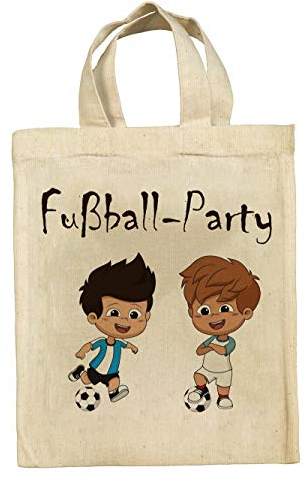 clothinx Lustige Kindergeburtstag Mitgebsel Tasche Beutel im Set mit Geburtstag Motto Fußball 10er Pack
