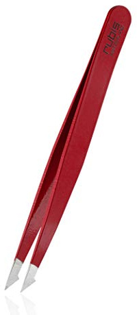 Rubis Evolution 2 en 1 Pince à épiler pointue pour poils incarnés Rouge