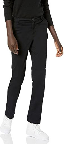 Amazon Essentials Pantalon Chino en Textile Sergé Extensible à Coupe Ajustée et Jambe Droite Femme, Noir, 42