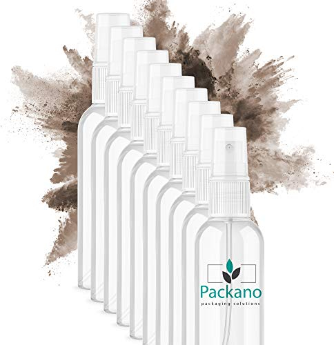 Packano® 10 botellas vacías de 200 ml de PET con cabezal pulverizador blanco, adecuado también para productos de limpieza, pulverizador vacío transparente sin etiqueta