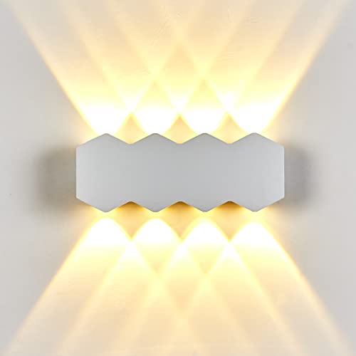 Topmo-plus weißes Außen Wandspot Aluminium Prismatisch Wandlicht Korridor / 8W LED SMD/Aluminium Modern Wandstahler Arbeitszimmer Flur Halle badezimmer spiegel weiß/warmweiß