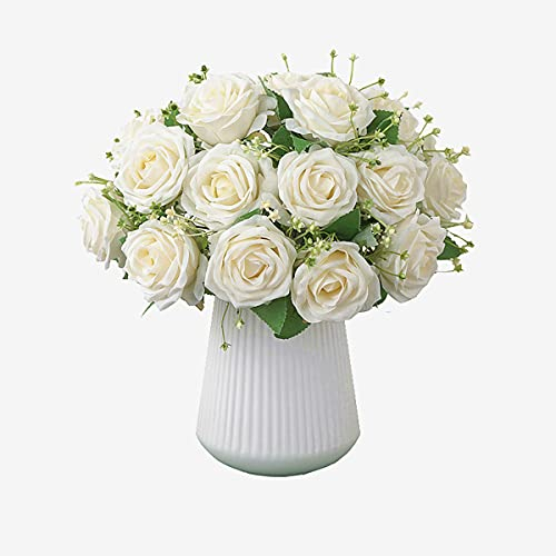 künstliche Blumen deko,Kunstblumen aus Seide,Realistische Blumen Arrangements, Hochzeit, Tischdekoration, für Home Office Party Dekoration,DIY Handwerk Dekoration (Weiß)