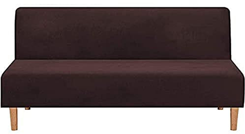 BXFUL Samt Sofabezug ohne Armlehnen 3 Sitzer Stretch Couchbezug Elastischer Abdeckung Husse für Sofabett Sofaüberzug Armless rutschfest (Kaffee)