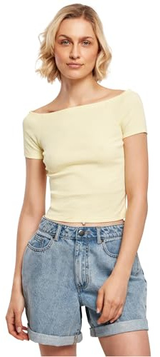 Urban Classics Women's Ladies Off Shoulder Rib Tee T-Shirt, softyellow, 4XL