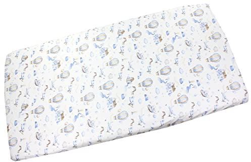 TupTam Baby Spannbettlaken Kinder Spannbetttuch für Babybett Kinderbett Gemustert, Farbe: Heißluftballons Blau, Größe: 90 x 200 cm
