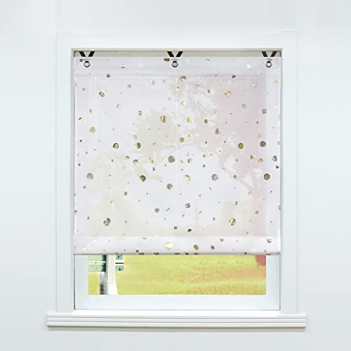 SCHOAL Raffrollo ohne Bohren Raffgardinen mit Ösen Gardinen Modern Ösenrollo Vorhänge Transparent BxH 45x130cm 1 Stück Gold #3