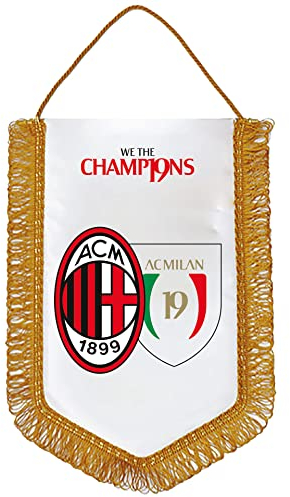 Zeus Party GAGLIARDETTO CHAMPIONS MILAN PENTAGONALE STAMPATO CON FRANGE DORATE CM28X20