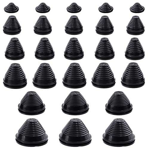 Swpeet 26 pezzi 6 misure 25/30/35/40/50/60mm Kit assortimento di occhielli in gomma a forma di torre, Tappi Copriforo per Firewall Fori Protezione Filo Sintetico per Auto Cavo