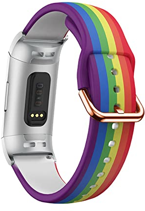 Sport Armbänder Für Fitbit Charge 3 Armband/Fitbit Charge 4 Silikon Ersatzband Für Damen Herren Armband mit Kompatibel mit Fitbit Charge 3 Armband/Fitbit Charge 4 (Regenbogen)