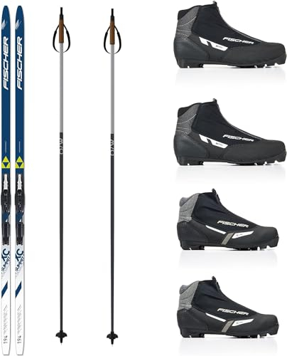 Fischer Langlaufski-Set Summit klassisch + Bindung + Schuhe + Stöcke (184 cm Länge (für 55 bis 63 Kg))