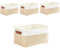 Mangata Fabric Storage Boxes,[4 Pack] Storage Basket with Handles for underwear, sock, towel (Small, Light Khaki/White)
