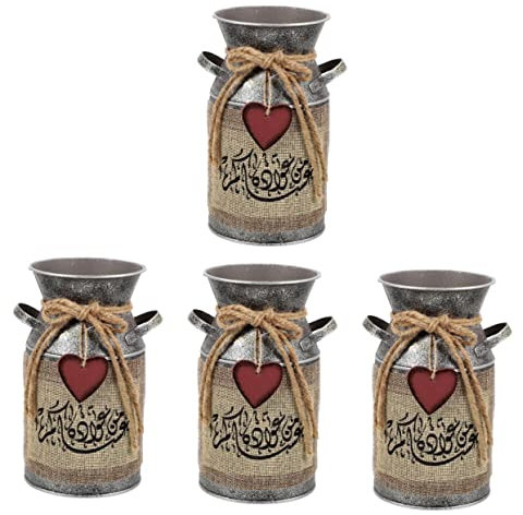 Cabilock 4 Stück Zinnvase Milchkännchen Aus Metall Blumenkübel Wasserkrug Kann Tisch Blumeneimer Getrockneter Blumentopf Retro-blumentopf Blumenvase Eisenblech Büro Jahrgang Blumenbeet