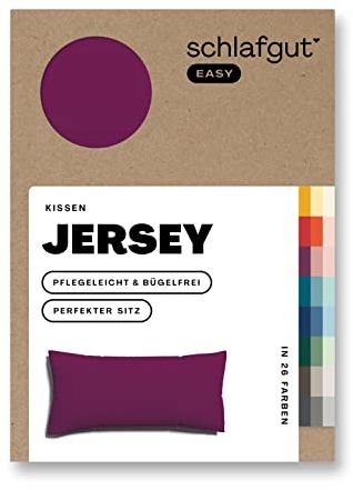 Schlafgut Easy Jersey Kissenbezug 40x80 cm Purple Deep mit 100% Baumwolle, superweicher & atmungsaktiver Kopfkissenbezug
