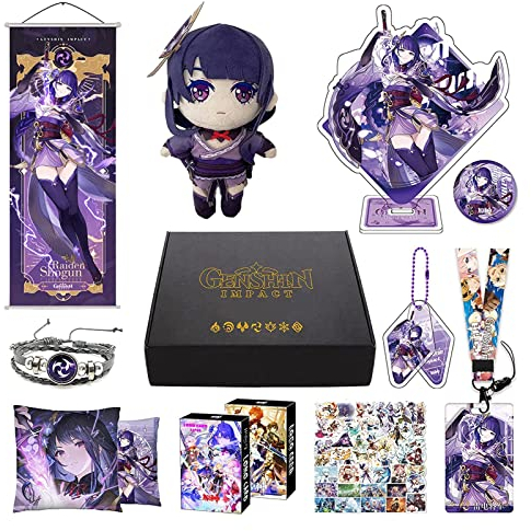 HALOOP Genshin Impact Merch Set: Miniatur Plüschfigur, Poster, Acryl-Ständer, Aufkleber - Anime Bastelkit für Erwachsene - Cyno, Xiao - Nicht zusammenklappbar