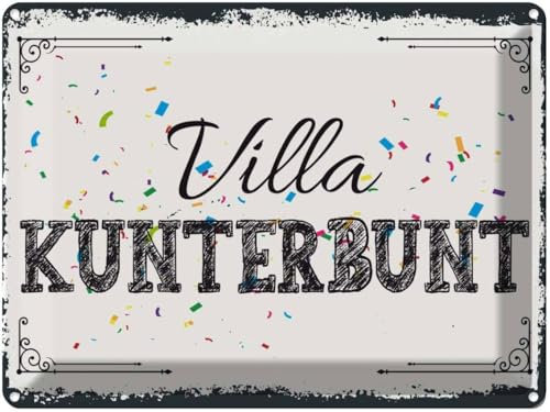 vianmo Blechschild 30x40 cm Villa Kunterbunt Deko Geschenk Metall Schild
