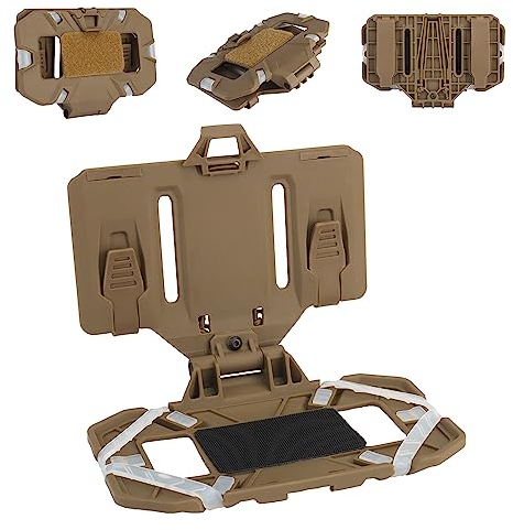 Zhongren Tactical Phone Holder, MOLLE Cell Phone Chest Mount, Outdoor Vest Phone Carrier Case for Airsoft Vest Plate Carrier, Universal Folding Phone Hang Board for Screen Size 4.7-6.7 (Tan)