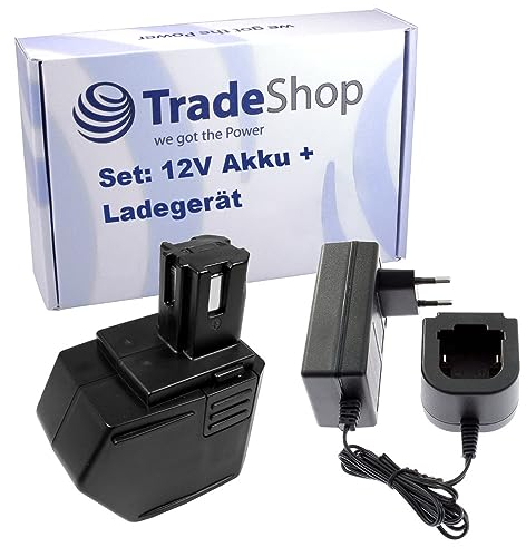 Trade-Shop 2in1 Set: NI-MH Akku 12V 3300mAh + Schnell-Ladegerät inkl. Netzteil ersetzt Hilti SBP10 SBP12 SFB125 SFB105 SFB121 SFB126 00315082