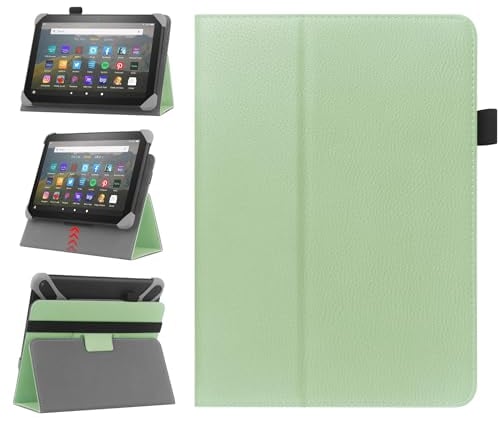 HoYiXi Universal Hülle für 7-8 Zoll Samsung Galaxy Lenovo Huawei Fire Tablet Schutzhülle in Zwei Positionen verstellbar mit Ständer und Handschlaufe - Grün