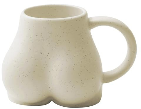 Butt Tasse 300 ml Kaffeetasse mit Griff Butt Trinkbecher Lustiger Becher Roman Keramik Becher Kaffeetasse für Tee Milchgetränk Geburtstagsgeschenk, Beige gelb