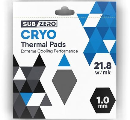 subZero CRYO 21.8w/mk Thermal Pad, 100x100mm, Super Soft Thermal Compound, Gap Filler for GPU/Laptop Heatsink/GPU/CPU/LED Cooler (1.0mm)
