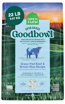 Open Farm Goodbowl, Oven-Baked Small Batch Dry Dog Food - Grass-Fed Beef & Brown Rice Recipe, Includes Non-GMO Produce & Grains, 22lb Bag (352oz Bag)