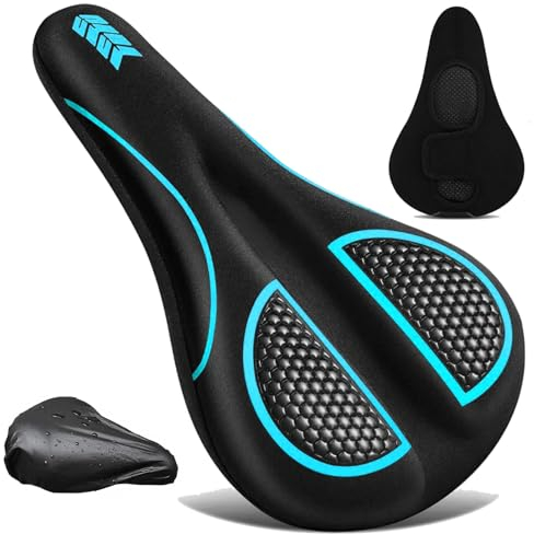 auvstar Funda Sillin Bicicleta Gel,Cubierta de Sillín de Bicicleta,Sillín Cojín Suave para Bicicleta con Funda Impermeable,Asiento de Bicicleta Gel para Bicicleta de Carretera,de Montaña (Azul)