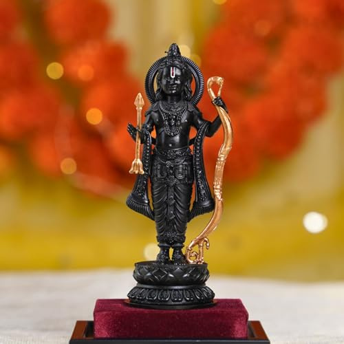 Murti Hub Ram Lalla Murti Statue in Ayodhya Mandir Idol Sculpture Showpiece for Pooja Home (Black)