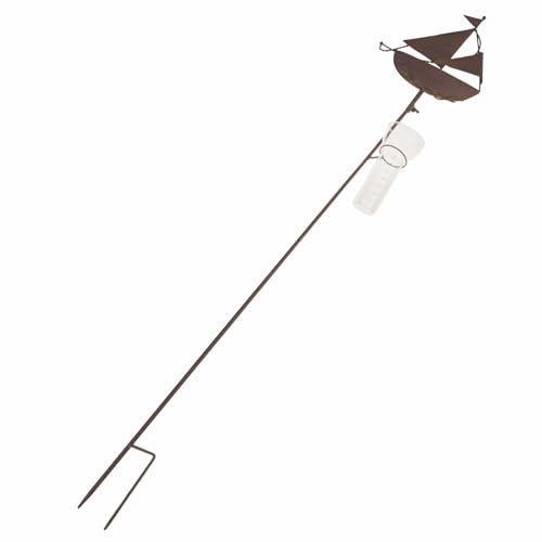 SIDCO Regenmesser Segelbott Gartenstecker Metall Gartendeko Niederschlagsmesser Schiff