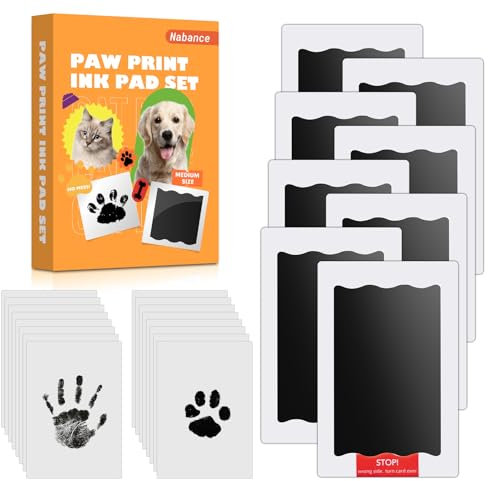 8 pcs Fußabdruck Baby Nabance Pfotenabdruck set Hund Katze mit 16 Karten Baby Fussabdruck set Baby Handabdruck Abdrücke Hundenasenabdruck Hundegeburtstag Geschenk für Hundebesitzer