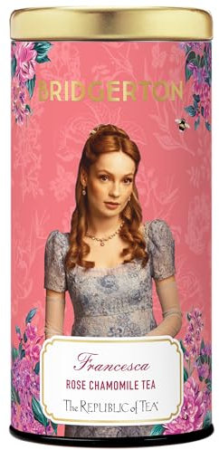 The Republic of Tea Bridgerton Francesca Rose Chamomile Tea, 36 Teebeutel in Metalldose - Fruchtiger Kamillentee mit Rosenblüten und Erdbeeraroma in eine Dose mit eleganter Bridgerton-Optik