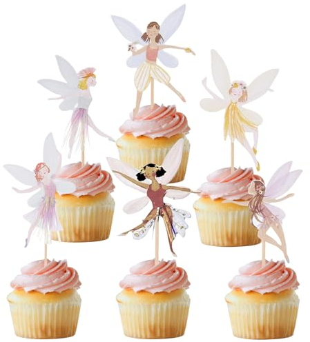 Fee Tortendeko Mädchen 24 Stück Feen Cupcake Topper Kuchendeko Geburtstag Torten Muffin Deko für Kinder Party, Nachmittagstee