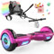 MEGA MOTION Hoverboards 6,5 Zoll mit Hoverkart für Kinder und Jugendliche，Selbstausgleichender, einfach zu steuern, rutschfeste Gestaltung, mit LED-Licht und Bluetooth-Lautsprecher (Rose+Schwarz)
