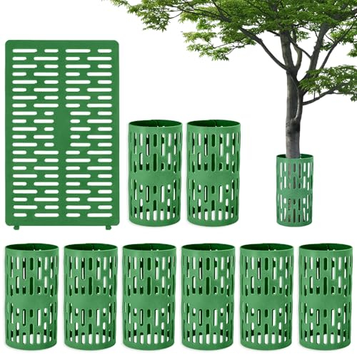 Riisoyu Lot de 9 protections pour tronc d'arbre, 33 x 21 cm, en plastique, extensible, avec trous d'aération, protection pour tronc d'arbre - Excellente protection contre les tondeuses à gazon, les