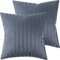 Pure Label 2er Set Mako Satin Damast Streifen Kissenbezüge 50x50 cm aus 100% Baumwolle in dunkelblau| Traumhaft weiche Deko Kissen passend zu unseren Bettwäsche Sets