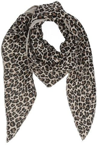irisaa Schal Damen Leopard, weiche Deckenschal mit Leo Muster, dreieckstuch Halstuch mit 100% Cotton, Made in Italy, Schal Farben 2020:Khaki