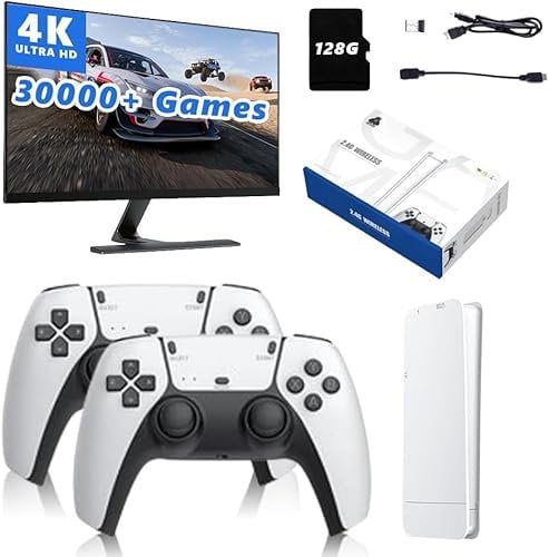 KANYUNCD Console de jeu rétro sans fil, 9 émulateurs intégrés, plus de 20 000 jeux, sortie HDMI 4K 2,4 GHz, contrôleur sans fil, convient pour cadeau d'anniversaire, cadeau de Pâques