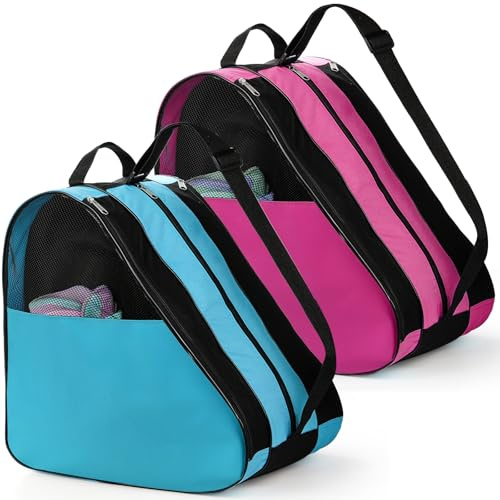 TOPZEA 2 Pack Roller Skate Bags, Ice Skates Storage Bag with Adjustable Shoulder Strap, Figure Skating Shoes Carry Bags Roller Blade Container, Inline & Quad Skates Accessories for Women Men Kids