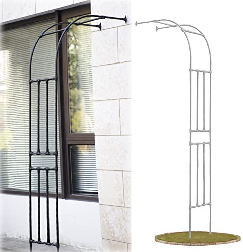 Garden Half-Side Arch 240Cm/94In Heavy-Duty Garden Arch Metal Wedding Arch Trellis Support Arches for Rose Climbing Plant Weatherproof(Black,180X240Cm/5.9X7.9Ft), Cream,