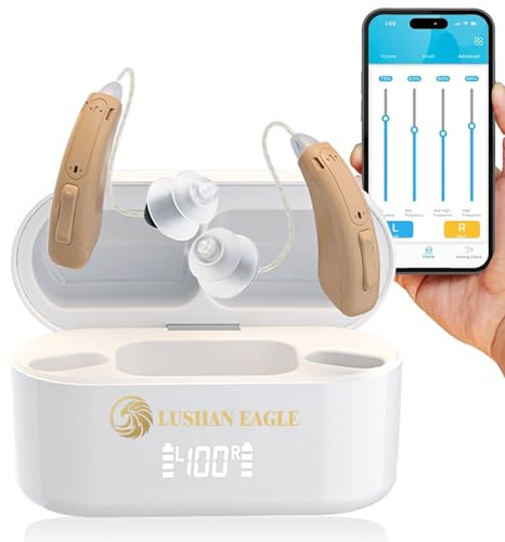 LUSHAN EAGLE Amplificati Auricolari digitali controllo APP ricaricabili amplificatore con scatola di ricarica Bluetooth display LED