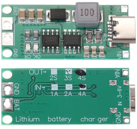 QUARKZMAN 3Pezzi Modulo Di Ricarica Aumentata Per Batteria Al Litio Multi-Cella 2S 3S 4S Tipo-C A 8.4V 12.6V 16.8V Regolabile Scheda Di Caricamento Step-Up Power Bank Li-Po Polimero(4S 4A)