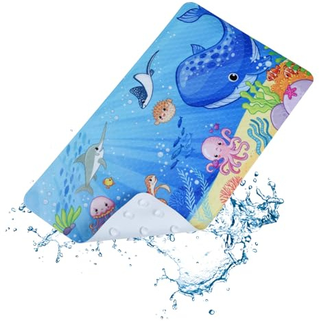 OTraki Badewannenmatte rutschfest Kinder, 40x70cm Antirutschmatte Badewanne mit Saugnäpfen Cartoon Duschmatte rutschfest BPA Frei Schimmelresistent & Maschinenwaschbar Badematte