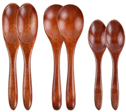 Cuchara de café de madera, cucharas pequeñas de madera, cucharas de ramen japonesas redondas, natural ecológico utensilios de mesa y cocina, cuchara de té de miel especias