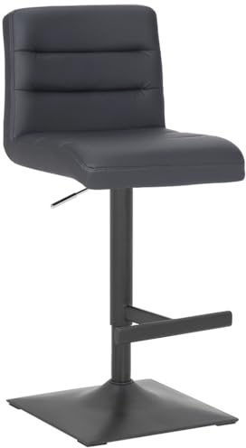 Lamboro Luscious Kitchen Bar Stool, Matt Black Footrest, Adjustable Swivel Gas Lift, Breakfast Bar & Home Barstool, Charcoal Grey