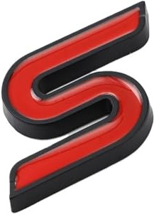 3D Metall S Logo Kühlergrill Emblem Abzeichen Auto Hinten Stamm Aufkleber Zubehör(Sticker Red Black)