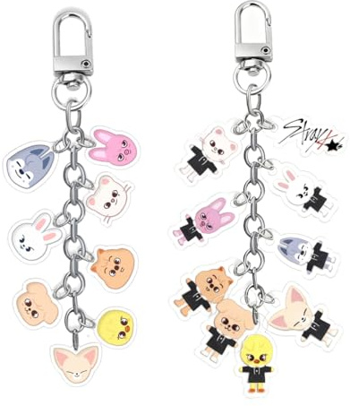 QOCUILC 2 Pièces Porte-clés pendentif SK en acrylique style anime, Porte-clés décoratif pour fan de Kpop, porte-clés cadeau, Breloque pour sac à dos pour filles