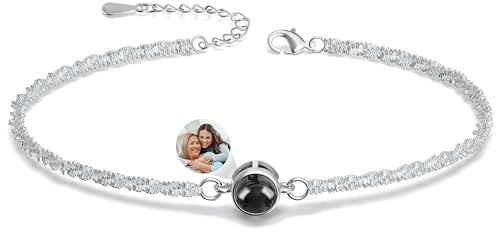 Easycosy Personalisiertes Projektions Armband damen mit Foto - maßgeschneidertes Herz Armband mit Bild im Stein - Foto Geschenke für Mama Frauen Freundin Schwester zu Geburtstag Erinnerung Hochzeit