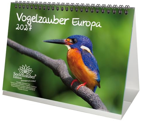 Vogelzauber Europa DIN A5 Tischkalender für 2027 Vogel - Seelenzauber